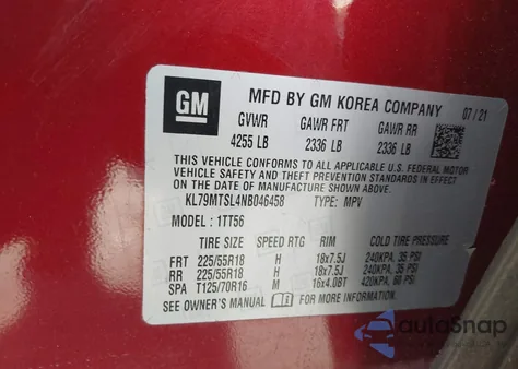 2022 Chevrolet Trailblazer Fwd Rs z USA, uszkodzony, nr VIN KL79MTSL4NB046458